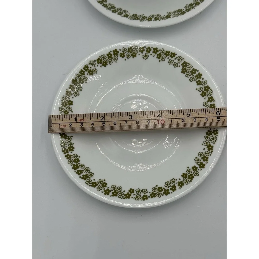 4 Corelle Corning Green Spring Blossom Crazy Daisy Hook Handle Cups and Saucers
